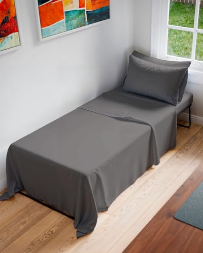 Cot Sheet Set 33” x 75” – 4 Piece Cot Size Twin Mattress Sheets – Ideal for Camper Bunk, RVs, Bunks, Day Care, Camping & Guest Beds - Fits 6” to 10” Mattress - Comdy, Breathable & Cooling - Dark Grey - color: 07 - Dark Grey, size: Cot Sheets (33x75)