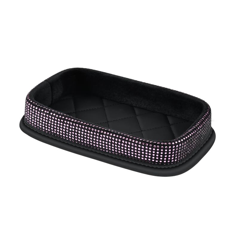 Car Dashboard Storage Box Loose Items Organizer - Suitable For Car, Office, Living Room, Dining Room And Other Scenarios (pink rhinestones) - color: pink rhinestones