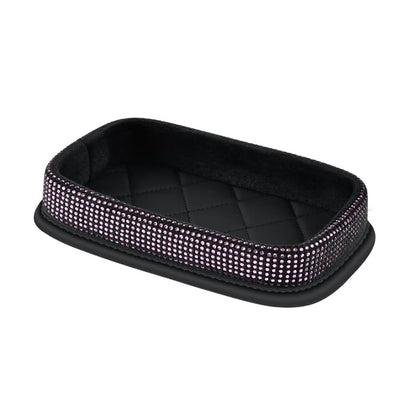 Car Dashboard Storage Box Loose Items Organizer - Suitable For Car, Office, Living Room, Dining Room And Other Scenarios (pink rhinestones) - color: pink rhinestones