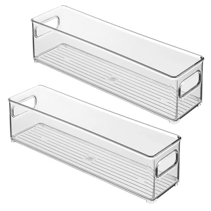iDesign Stackable Fridge Bin with Handles, Set of 2, Clear | Ideal for Freezer or Pantry, Made in USA - style: Pack of 2