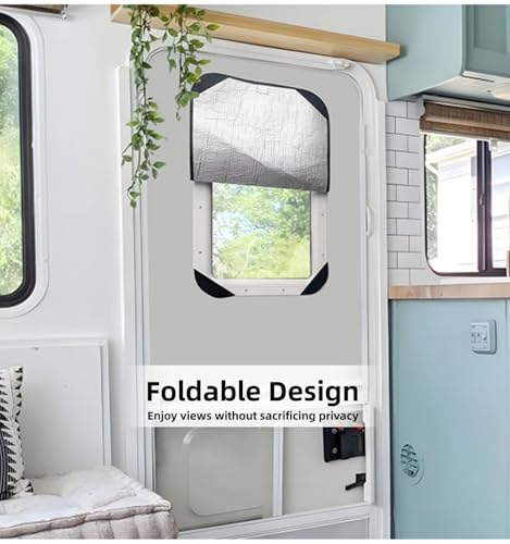 RV Door Window Shade Cover 16"x25" - Foldable UV Blocking & Privacy Blackout Shield with Hook-Loop Fastener, Waterproof Camper Trailer Motorhome Accessories - size: 16"x25"
