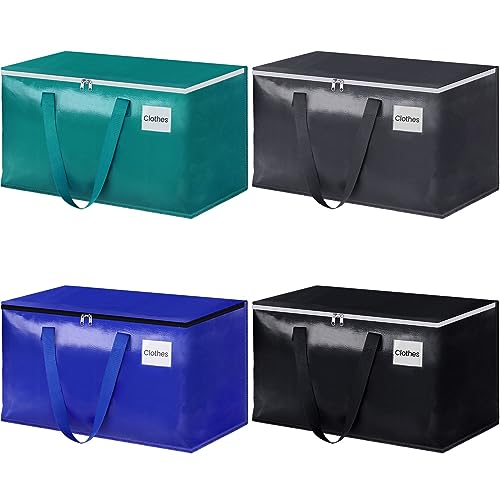 StorageRight Moving Bags-Heavy Duty Moving Boxes, Storage Totes with Zipper, Reinforced Handles and Tag Pocket-Collapsible Moving Supplies for moving, Storage and Travel 93L(Four Colors-4 Pack) - color: Four Colors, size: 4 Pack