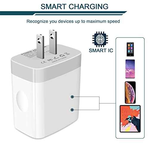 USB Charger Cube, Wall Charger Plug, AILKIN 4.8A 4-Muti Port USB Adapter | Power Plug Charging Station Box Base Replacement for iPhone 15 14 13 12 16 Pro Max/X/17, iPad Samsung Phones Charging Block - color: White