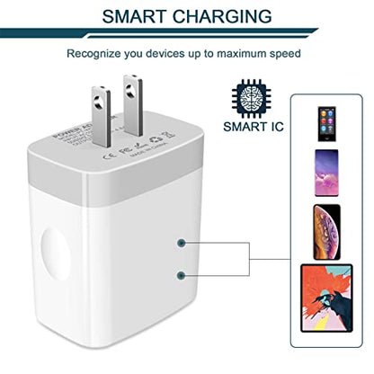 USB Charger Cube, Wall Charger Plug, AILKIN 4.8A 4-Muti Port USB Adapter | Power Plug Charging Station Box Base Replacement for iPhone 15 14 13 12 16 Pro Max/X/17, iPad Samsung Phones Charging Block - color: White