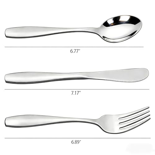 3-Piece Stainless Steel Picnic Cutlery, Portable Silverware Set for Work, Travel Utensil Set w/Case, 4-Pack