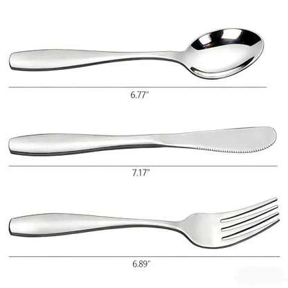 3-Piece Stainless Steel Picnic Cutlery, Portable Silverware Set for Work, Travel Utensil Set w/Case, 4-Pack