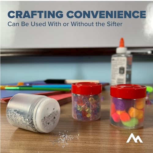Pinnacle Mercantile Plastic Spice Jars, 9 Pack 1 Oz Mini Spice Jars Plastic With Sifter Lids, Red Caps, Food Safe Glitter Containers For Kitchen And Craft Storage