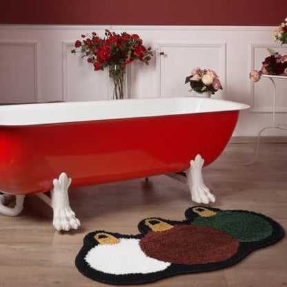 Drydiet Christmas Ball Bathroom Rug Cute Xmas Door Mat Christmas Ball Bath Mat Brown Green White Shower Bathroom Decoration Rug Non Slip Washable - style: Christmas Ball