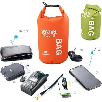 2-liter waterproof dry bag, roll-top compression bag, backpack gear dry bag, suitable for storage and various outdoor activities.
