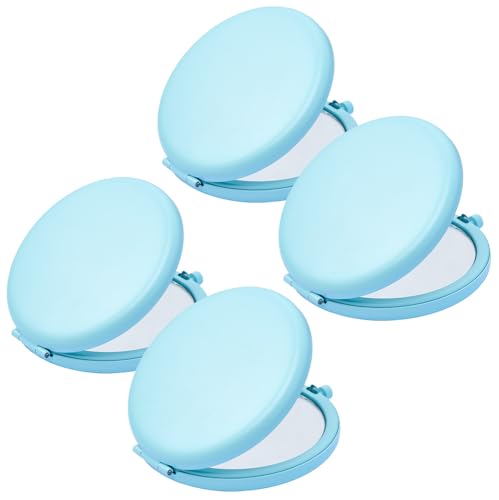 Compact Mirror for Purse, Metal Round Shell, Double-Sided 1X/2X Magnifying, Portable Travel Small Makeup Mirror, Mini Pocket Mirror, Aquamarine,4 Packs - color: Aquamarine