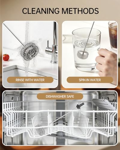 CIRCLE JOY Rechargeable Milk Frother Handheld with Stand, Dual Spring Whisk Electric Foam Maker, Detachable Hand Frother Wand Drink Mixer for Lattes, Cappuccino, Macchiato, Hot Chocolate, Silver - color: Stand Silver, size: Rechargeable
