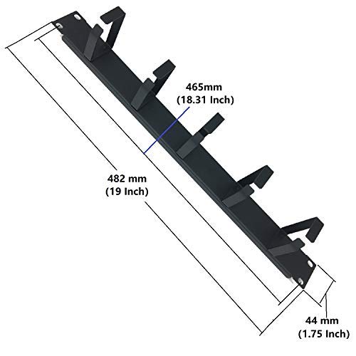 (5 Pack) 1U 5 D-Ring Cable Manager - 19 Inch Horizontal Rack Mount Metal Server Rack Wire Management