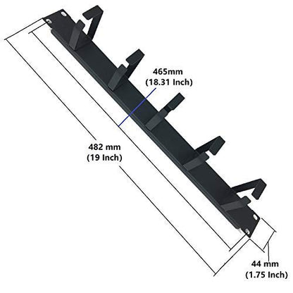 (5 Pack) 1U 5 D-Ring Cable Manager - 19 Inch Horizontal Rack Mount Metal Server Rack Wire Management