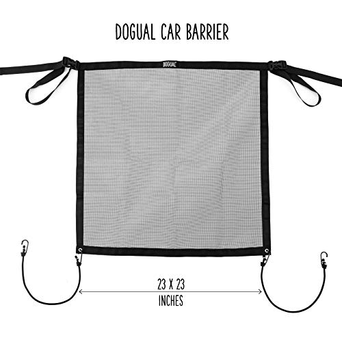 Dog Car Net Barrier - Universal Fit Sturdy Mesh, Easy to Install, Convenient for Air Conditioning, Easy to Clean & with Flexible Bungee Cords for Seat Movement