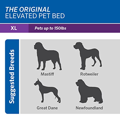 Coolaroo Original Elevated Dog Bed - Breathable Off-The-Ground Pet Bed with Cooling Fabric, Joint Relief & Moisture-Resistant Fabric, 100% Recyclable, Easy Clean, Gray, Extra Large - color: Grey, style: X-Large Dog Bed
