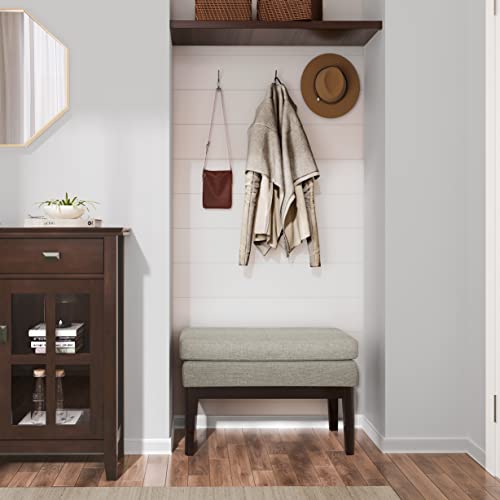 SIMPLIHOME Carlson Small Ottoman Bench - 27 inch Wide Upholstered Woven Fabric Rectangle Ottoman in Greige, Mid Century Modern Bench for Bedroom, Entryway or Living Room with Padded Seat - color: Greige, style: Small Ottoman Bench