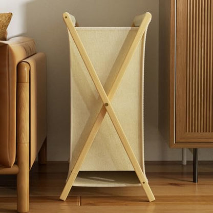 DUMDUM Simple, Eco-Friendly Foldable Laundry Hamper with X-Frame, Multi-Size for Dorm, Bedroom, RV (Beige, Large) - size: Large