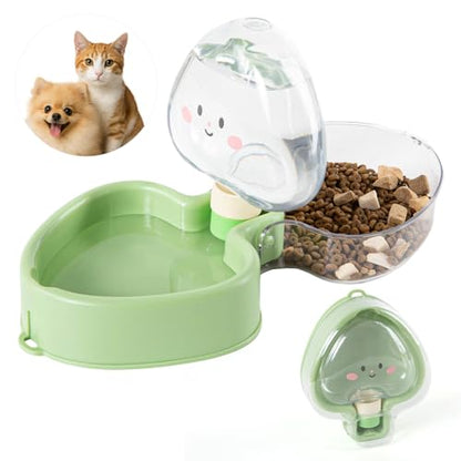 Small Dog Food and Water Bowl for Travel, Green, 2-in-1 Portable Collapsible Dog Feeder for Capming, Walking, Hiking, Food-Grade PP Material, Cute Smiley Face Design for Cats and Dogs