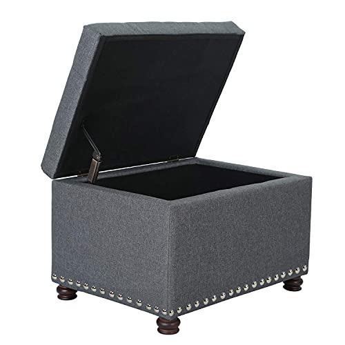 Joveco Storage Ottoman Bench Rectangular Fabric Organization Foot Rest, 24 Inch Modern Tufted Bedroom Foot Stool and Seat for Entryway, Bedroom, Living Room - color: Grey