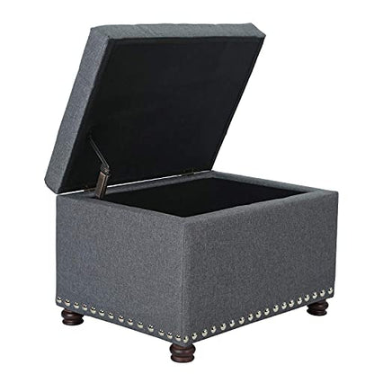 Joveco Storage Ottoman Bench Rectangular Fabric Organization Foot Rest, 24 Inch Modern Tufted Bedroom Foot Stool and Seat for Entryway, Bedroom, Living Room - color: Grey