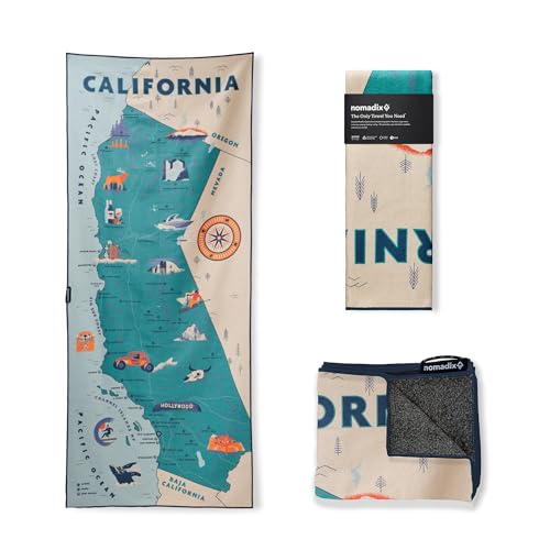 Nomadix Original Towel - Perfect for Beach, Pool, Travel, Camping, Yoga - Made with Recycled Materials - Super Absorbent - Sand Resistant (California Map) - color: California Map