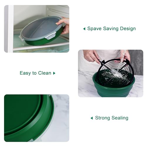 FJNATINH Collapsible Batter Bowl - Mess Free Better Breader Shaker Bowl with Lid Breading Shaker Container - Great for Fried Fish, Fried Chicken, Onion Rings, Wings & More,No Leak,Easy to Store - color: Olive Green