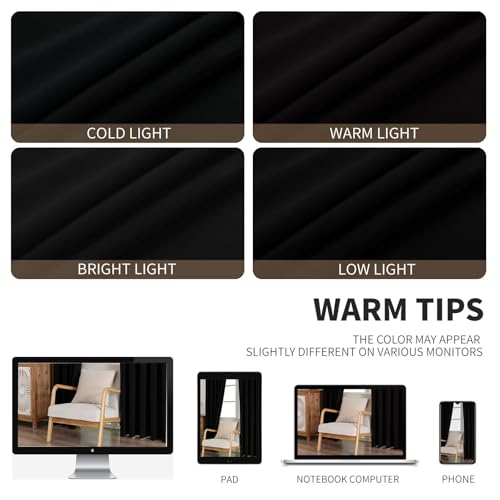 CUCRAF Black Velvet Blackout Curtains 84 inches Long, Thermal Insulated, Noise Reducing Rod Pocket Luxury Drapes for Bedroom Living Room(52x84 inches, 2 Panels) - color: Black, size: 52"W x 84"L (Pack of 2)