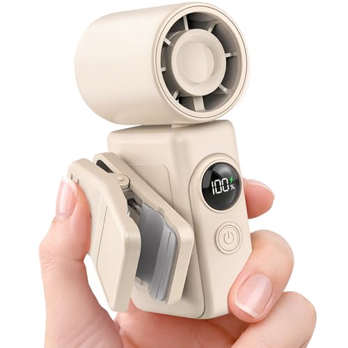 Hotsales Clip-On Portable Fan for Strollers, Handheld Turbo Fan for Travel Small But Mighty Mini Fan, Detachable 360° Rotating Clip, LED Display, Rechargeable, Summer Outings, Gifts For Women And Men - color: Cream White, size: 1 Pack