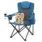 ARROWHEAD OUTDOOR Portable Deluxe Folding Camp Quad Chair w/Headrest, Glass & Cup Holders, Armest 6-can Cooler, Heavy Duty Carry Bag, 550 lbs Weight Capacity - color: Blue