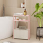 Leomonio Narrow Side Table, Slim End Tables with Fabric Basket, Skinny Table for Small Spaces, Thin Bedside Table for Living Room, Bedroom (1, Jelly Pink + Cream White) - color: Jelly Pink + Cream White