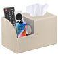 PU Leather Square Tissue Box Cover - Multi-Functional Tissue Box Holder, Tissue Box Cover with Storage,Tissue and Remote Control Holder, Cube Tissue Box Organizer Bedroom Nightstand End Table - color: Apricot