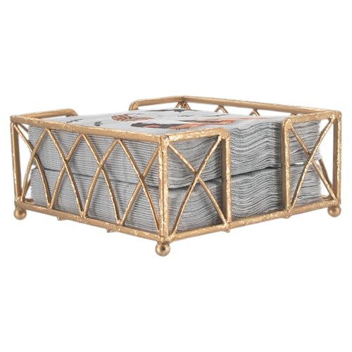 Boston International Arch Design Cocktail Napkin Holder Caddy, Gold Leaf - color: Gold Leaf, size: 5.25 x 5.25-Inches
