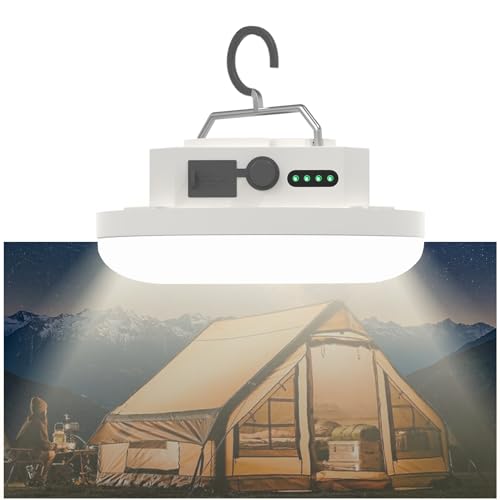 Tent Light – 4 Lighting Modes, 24-Hour Runtime, IPX5 Waterproof, Drop-Resistant,Super Bright Rechargeable LED Camping Lantern with Magnetic Base & Foldable Hook for Glamping & Outdoor Use - size: 30-White