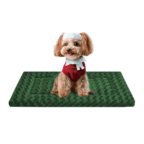 Soft Reversible Dog Mat - Dual-Sided Design for All Seasons - Machine Washable for Crates, Travel, and Home - color: Forest Green, size: 24"L*18"W*1.5"Th