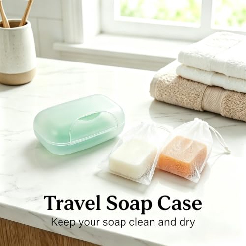 Soap Holder Container, Portable Bar Soap Saver Scrubber Case for Bathroom and Kitchen (Transparent) - color: Transparent