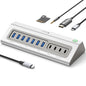 Giftos Powered USB Hub, 18 in 1 USB 3.2 Hub with 4K HDMI,PD 100W,45W Charge,10Gbps USB,SD/TF,Audio, 65W Adapter,3.3FT Cable,Aluminum,Smart Button, USB Hub for PC,Mac,Mac mini, iMac,iPhone 17/16,iPad - size: 18 IN 1