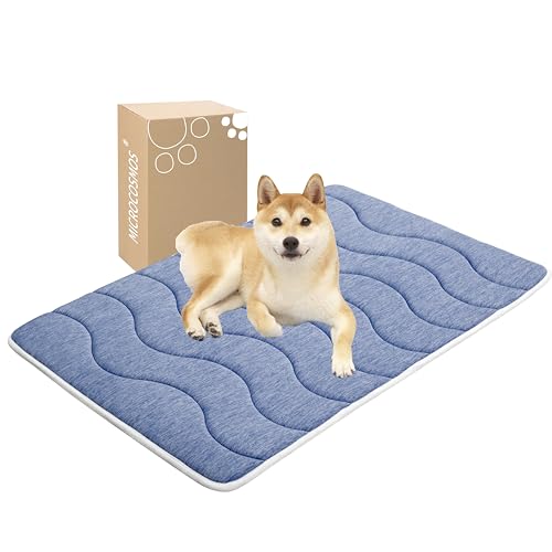 MICROCOSMOS 0.8" Thick Cooling Dog Foam Pad & Summer Pet Sleeping Mat, Machine Washable, Materials Safe, Portable Flat Pet Bed for Dogs.(Navy Blue, 42" x 28") - color: Navy Blue, size: 42"L x 28"W x 0.8"Th