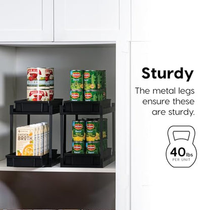 IRIS USA Under Sink Organizer, 4 Pack, Bathroom Organizers and Storage, Pull Out Under Cabinet Kitchen Shelf Pantry Under Counter, Cleaning Supplies, Vertical Spice Rack Slide Out Drawer, Easy Install - size: 4 Pack