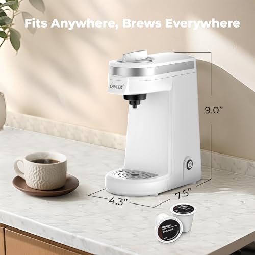 CHULUX Mini Coffee Maker for K Capsule, Single Serve Coffee Maker for One Cup Americano, Lightweight Pod Coffee Machine, Pearl White - color: White