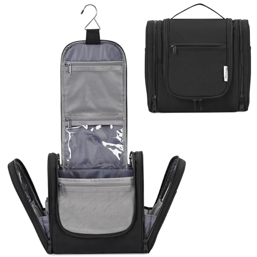 Narwey Hanging Toiletry Bag for Women Travel Makeup Bag Organizer Toiletries Bag for Cosmetics Essentials Accessories - color: Black