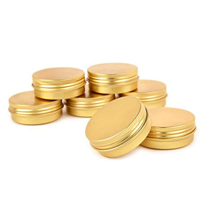 Aluminum Metal Tins 1 Ounce 48 Pack Round Tin Containers Storage Tins Metal Jars Empty Lip Balm Container Small Containers with lids,Gold - color: Gold