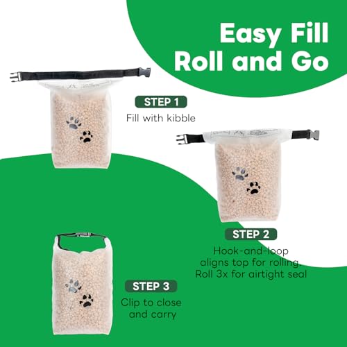 Dog Food Storage Bag with Roll-Top Closure, for Camping Trip, Dog Boarding, Food Grade, 14 Cups