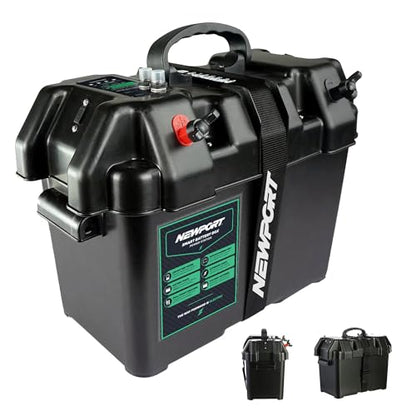 Newport Trolling Motor Smart Battery Box Power Center with USB and DC Ports, Medium
