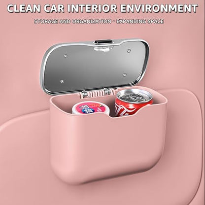 HOLDCY Car Trash Can, Waterproof Multi‑Functional Auto Trash Bin for Door/Console/Seat Back, Universal Vehicle Garbage Can for Car/Truck/SUV Drivers (Pink) - color: Pink