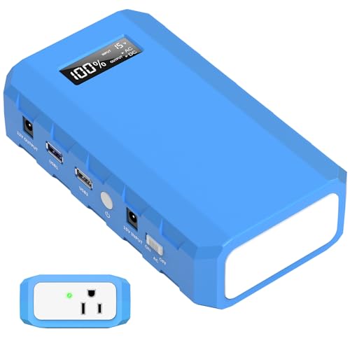 Portable Power Station with AC Outlet, Powkey 65W/110V External Battery Pack 24000mAh/88.8Wh Power Pack, Portable Power Source Supply Backup for Outdoor Tent Camping Home Blue - color: Dark Blue