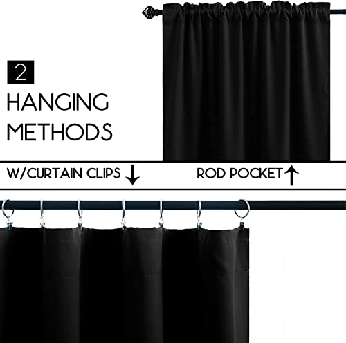 Pickluc Blackout Kitchen Curtain 20 Inches Long, Rod Pocket Cafe Tier Curtains for Small Window Treatment in Living Room, Basement, RVs, Cabinets, 2 Panels, W24 X L20 Inch, Black - color: Black, size: 24"W x 20"L (Pack of 2)