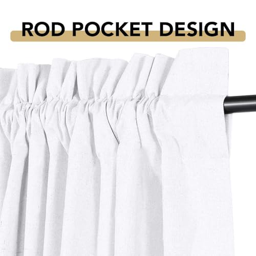 H.VERSAILTEX Linen Look 100% Blackout Curtains 45 Inches Long for Bedroom Rod Pocket 42 Inches Wide Linen Textured Thick Window Curtain Drapes with White Backing, White, 2 Panels - color: White, size: 42"W x 45"L (Pack of 2)