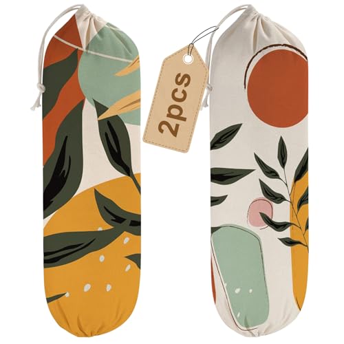 2PCS Boho Plastic Bag Holder for Kitchen Essentials, Reusable Hanging Grocery Bag Organizer, Washable Large Grocery Trash Garbage Bags Storage Dispenser Boho Kitchen Decor-06 - style: Boho 06