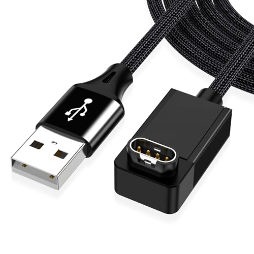 AGVEE 2 Pack 3.3ft Charger for Garmin Watch, L-Shape Zero Gap Charging Cable for Fenix, Forerunner, Vivoactive, Instinct, Venu, Tactix, Approach, D2, Quatix Series, Right Angle Braided, Black - color: Black, size: 3.3ft+3.3ft, style: L Shape Zero Gap