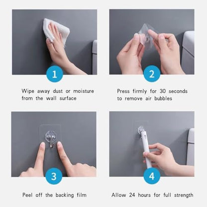 Adhesive Wall Hook, Set Heavy-Duty Thickened self-Adhesive Hook，16Pcs，44lb max Loading，Transparent, Waterproof, Bathroom, Outdoor, Kitchen, Doors, Practical Tools. - size: 2.8″*2.8″ 44lb max
